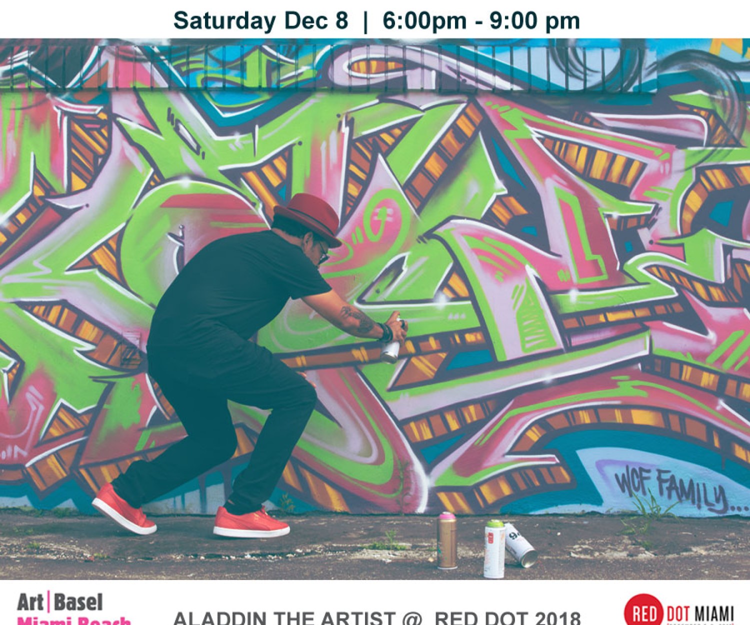 Graffiti Artist Aladdin Painting Live at Art Basel 2018 - Red Dot