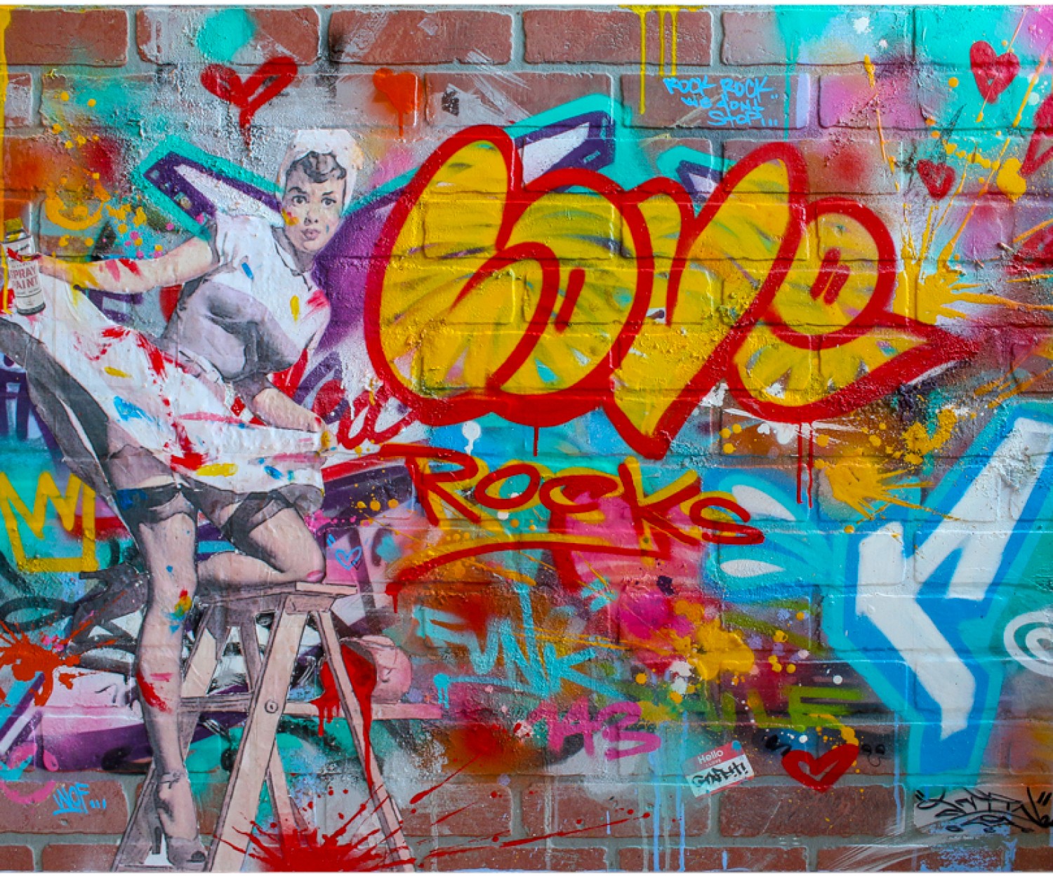 Graffiti Artist Aladdin - Spreading the Love painting