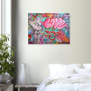 Love Rocks - - Original Graffiti Pop Art Painting by graffiti artist Aladdin