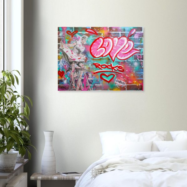 Love Rocks - - Original Graffiti Pop Art Painting by graffiti artist Aladdin